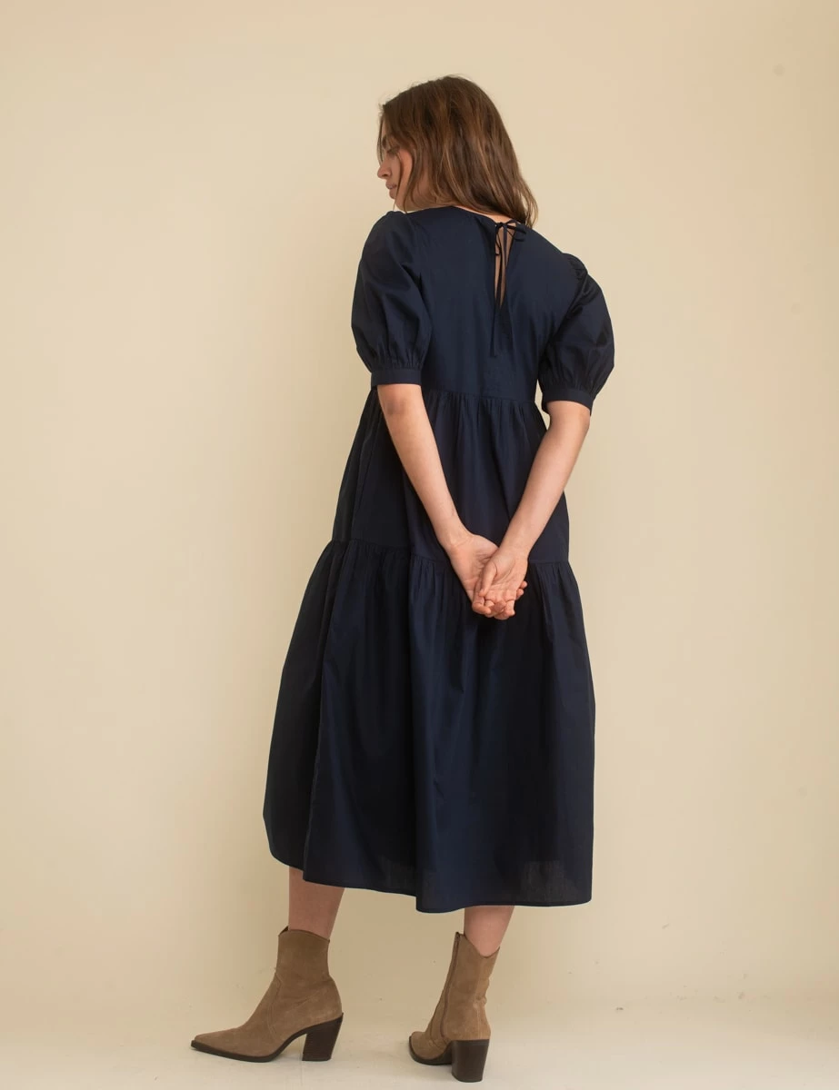 Navy Rochelle Midi Smock Dress 6 Navy Rochelle Midi Smock Dress - Image 4