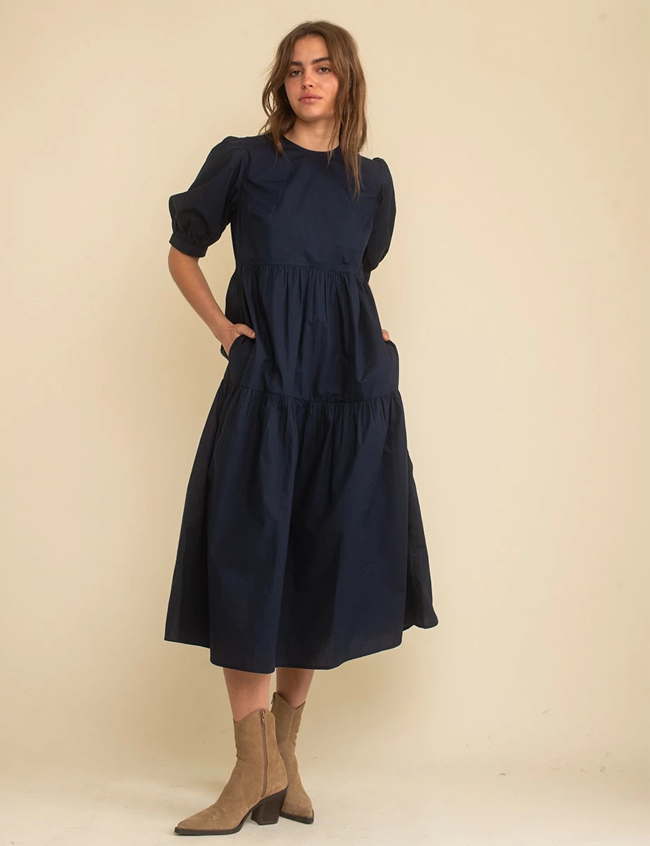 Navy Rochelle Midi Smock Dress 3 Navy Rochelle Midi Smock Dress