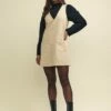 Stone Piper Cord Pinny Mini Dress -UK Clothing Sales d232541stn sm rs