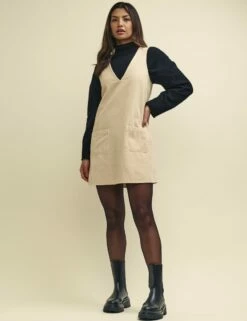 Stone Piper Cord Pinny Mini Dress