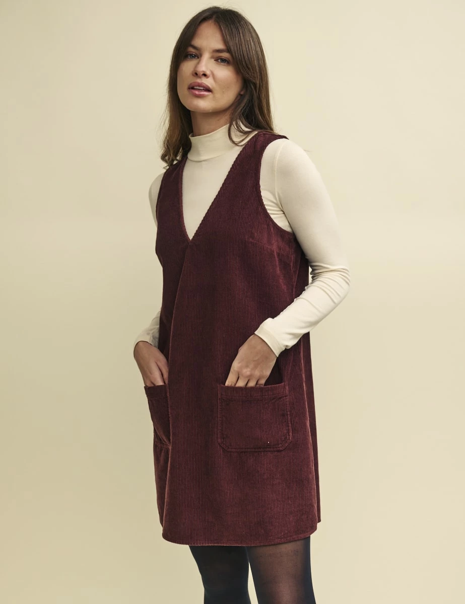 Brown Piper Cord Pinny Mini Dress 6 Brown Piper Cord Pinny Mini Dress - Image 4