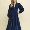 Navy Cord Starlight Long Sleeve Midaxi Dress -UK Clothing Sales d232543blu sd