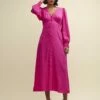 Pink Satin Jacquard Tasha Midi Dress -UK Clothing Sales d232549pnk sm