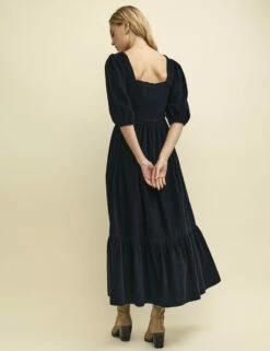 Black Cord Smock Elsa Midi Dress -UK Clothing Sales d232558blk bk