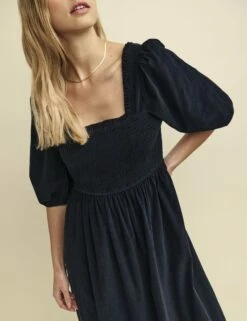 Black Cord Smock Elsa Midi Dress -UK Clothing Sales d232558blk dt