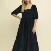 Black Cord Smock Elsa Midi Dress -UK Clothing Sales d232558blk sd 1 1