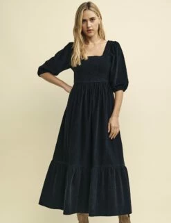 Black Cord Smock Elsa Midi Dress