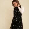 Black Cord Floral Boston Mini Shift Dress -UK Clothing Sales d240012blk sm rt