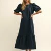 Black Sarah Smock Midi Dress -UK Clothing Sales d240015blk sm new