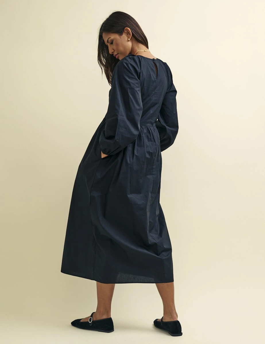 Black Long Sleeve Issy Smock Midi Dress 4 Black Long Sleeve Issy Smock Midi Dress - Image 2