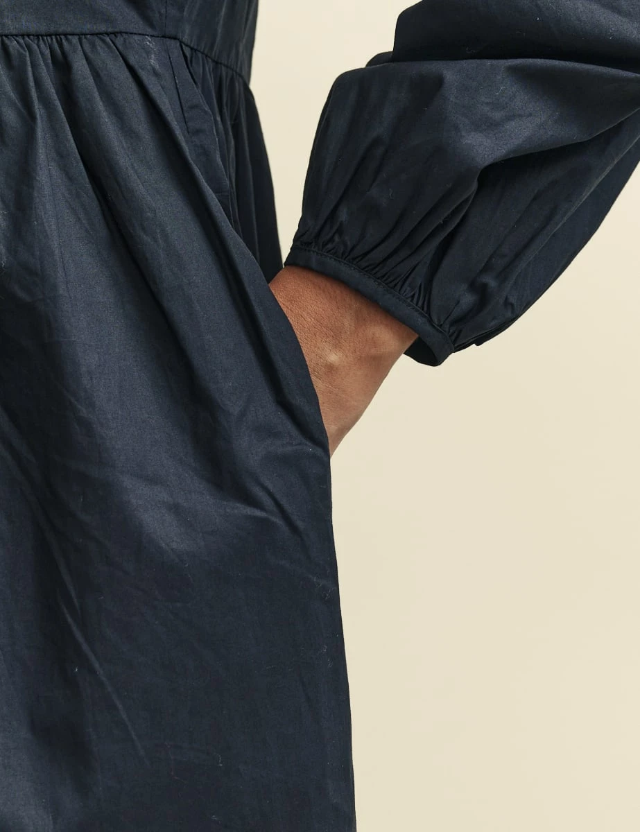 Black Long Sleeve Issy Smock Midi Dress 6 Black Long Sleeve Issy Smock Midi Dress - Image 4