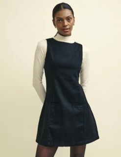 Black Denim Boston Mini Shift Dress 9 Black Denim Boston Mini Shift Dress -UK Clothing Sales d240040blk sd