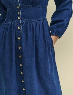 Dark Denim Long Sleeve Starlight Midaxi Dress -UK Clothing Sales d240045blu dt