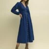 Dark Denim Long Sleeve Starlight Midaxi Dress -UK Clothing Sales d240045blu sm