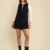 Navy Cord Homerton Pinny Mini Dress -UK Clothing Sales d240122blk fr