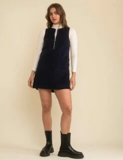 Navy Cord Homerton Pinny Mini Dress