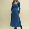 Blue Denim Abby Midi Dress -UK Clothing Sales d240126blu sm rs