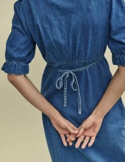 Blue Denim Annalise Collared Midaxi Dress -UK Clothing Sales d240128blu dt 1