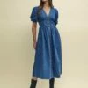 Blue Denim Starlight Midaxi Dress 2 Blue Denim Starlight Midaxi Dress -UK Clothing Sales d240130blu fr 1