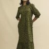 Green Animal Print Rachel Midi Dress -UK Clothing Sales d240322grn 0995