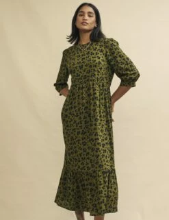 Green Animal Print Rachel Midi Dress