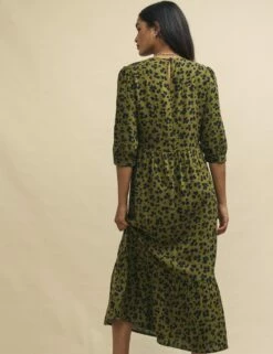 Green Animal Print Rachel Midi Dress -UK Clothing Sales d240322grn 1010