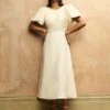 Petite Cream Puff Sleeve Zora Midaxi Dress -UK Clothing Sales d240332crm fr 2