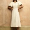 Cream Puff Sleeve Zora Midaxi Dress -UK Clothing Sales d240332crm sm