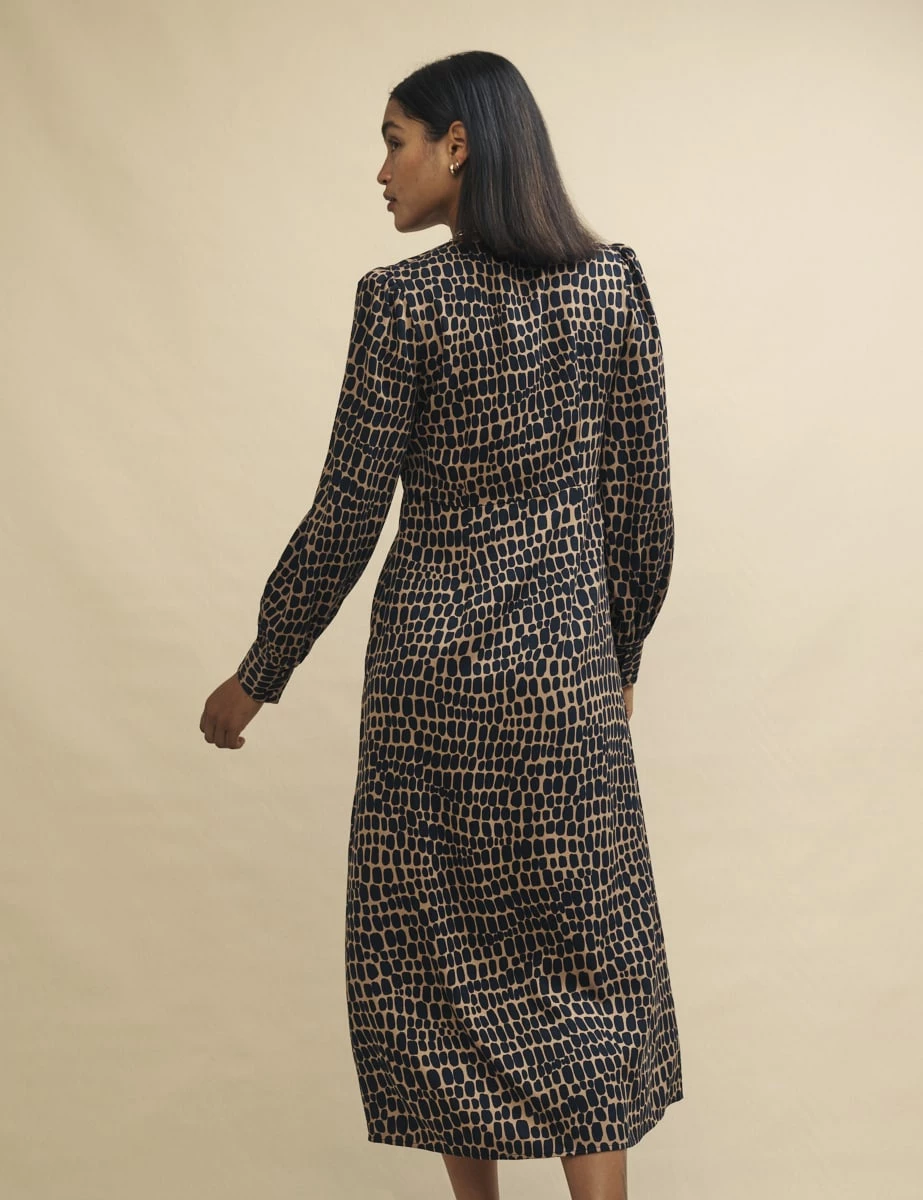 Brown Spot Print Tasha Midi Dress 6 Brown Spot Print Tasha Midi Dress - Image 4