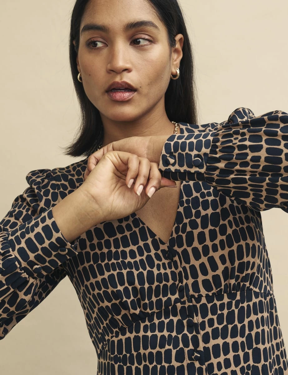 Brown Spot Print Tasha Midi Dress 4 Brown Spot Print Tasha Midi Dress - Image 2