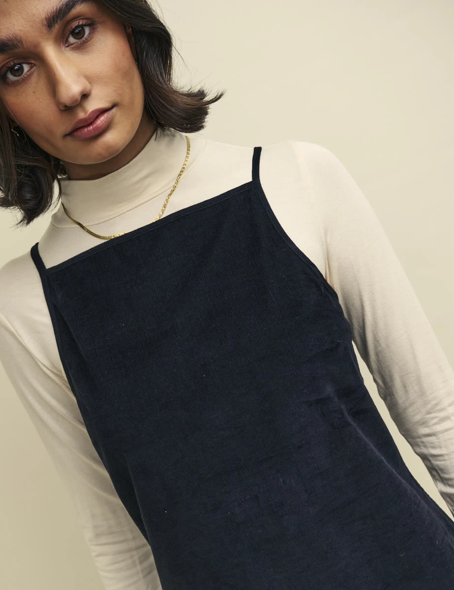 Black Cord High Neck Pepper Pinny Mini Dress 5 Black Cord High Neck Pepper Pinny Mini Dress - Image 3