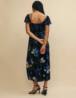 Black Floral Elsie Midi Dress -UK Clothing Sales d241163blk bk