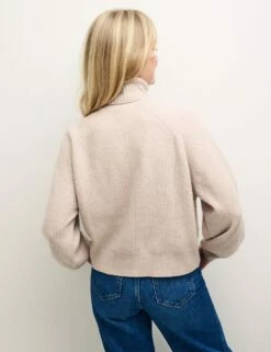 Cream Roll Neck Knitted Jumper -UK Clothing Sales k231305bge bk