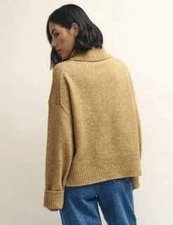 Camel Roll Neck Knitted Jumper -UK Clothing Sales k231317bge 0884