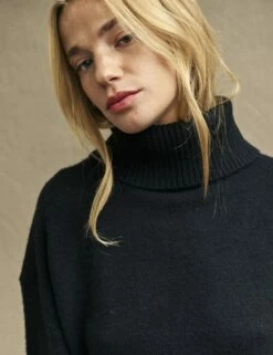 Black Roll Neck Knitted Jumper -UK Clothing Sales k231319blk 0422