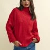 Red Roll Neck Knitted Jumper -UK Clothing Sales k231321red 0275 1