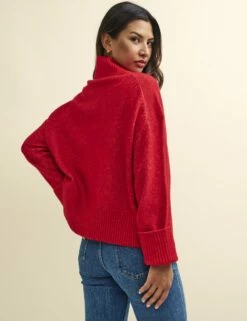 Red Roll Neck Knitted Jumper -UK Clothing Sales k231321red 0292