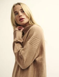 Camel Funnel Neck Longline Knitted Jumper 7 Camel Funnel Neck Longline Knitted Jumper -UK Clothing Sales k231325bge 0105