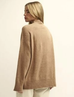 Camel Funnel Neck Longline Knitted Jumper 8 Camel Funnel Neck Longline Knitted Jumper -UK Clothing Sales k231325bge 0109