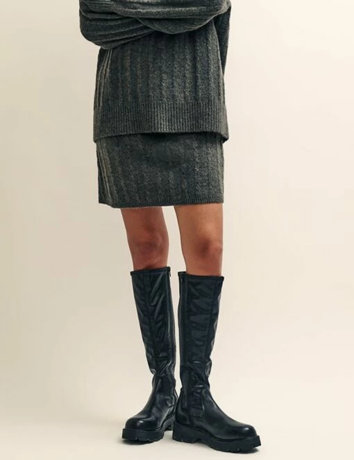 Grey Cable Knit Mini Skirt 6 Grey Cable Knit Mini Skirt -UK Clothing Sales k231339gry sm