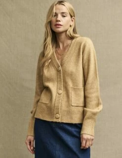 Camel Pocket Detail Knitted Cardigan -UK Clothing Sales k231362bge 0264
