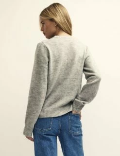 Grey Crew Neck Knitted Cardigan 9 Grey Crew Neck Knitted Cardigan -UK Clothing Sales k231367gry 0729