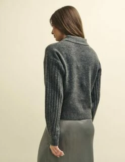 Grey Collared Knitted Cardigan -UK Clothing Sales k231369gry 0345