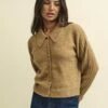 Camel Collared Knitted Cardigan -UK Clothing Sales k231370bge 0999 1