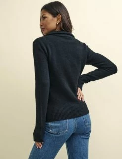 Black Fluffy Zip Through Cardigan -UK Clothing Sales k231373blk 0375