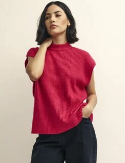 Pink Oversized Knitted Vest