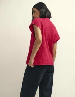 Pink Oversized Knitted Vest -UK Clothing Sales k231375pnk 0633
