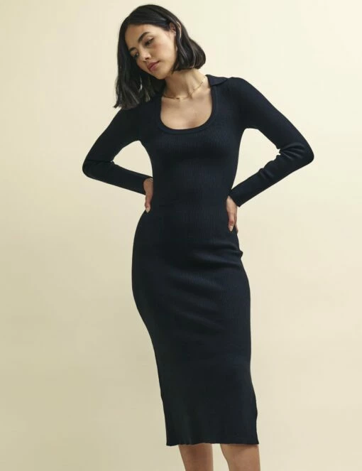 Black Scoop Neck Collar Knitted Midi Dress 5 Black Scoop Neck Collar Knitted Midi Dress -UK Clothing Sales k231388blk 0732