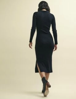 Black Scoop Neck Collar Knitted Midi Dress -UK Clothing Sales k231388blk 0749