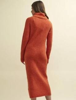 Orange Roll Neck Knitted Midi Dress -UK Clothing Sales k231396org 0429